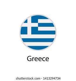 Greece flag round flat icon, european country vector illustration