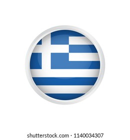 Greece flag as round glossy icon. Button with Greece flag. National flag for country of Greece isolated, Vector illustration eps10.