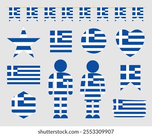 Greece flag set. Isolated Greece flag on white background