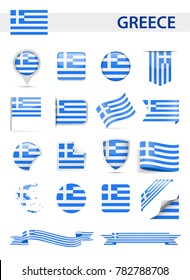 Greece Flag Set - Vector Illustration