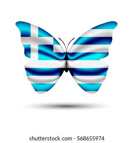 greece flag with shape of butterfly