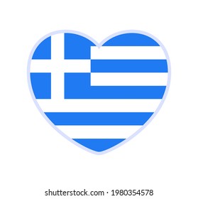 greece flag in a shape of heart. Icon flat heart symbol of love on the background national flag. Vector illustration.