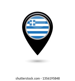 Greece flag. Simple vector Greek flag. Map point. 