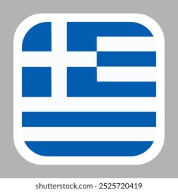 Greece flag square flat vector with rounded corners and white border, vector illustration