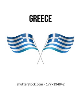 Greece flag state symbol isolated on background national banner. Greeting card National Independence Day of the Hellenic republic. Illustration banner with realistic state.