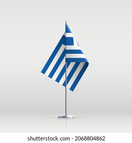 Símbolo del estado de la bandera de Grecia aislado en un cartel nacional de fondo. Tarjeta de saludo Día de la Independencia Nacional de la República Helénica. Cartel de ilustración con estado realista.