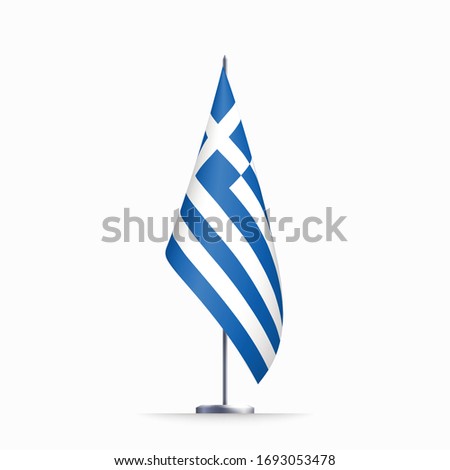 Greece flag state symbol isolated on background national banner. Greeting card National Independence Day of the Hellenic republic. Illustration banner with realistic state.