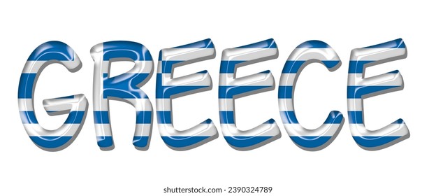 GREECE flag text font, 3D GREECE flag colorful background, GREECE flag vector illustration