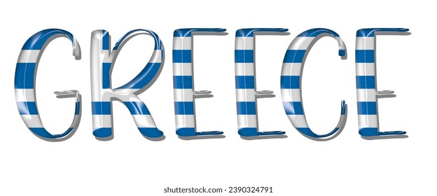 GREECE flag text font, 3D GREECE flag colorful background, GREECE flag vector illustration