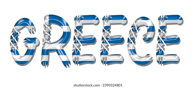 Tipo de letra del texto de la bandera GREECE, fondo coloreado de la bandera GREECE 3D, ilustración vectorial de la bandera GREECE