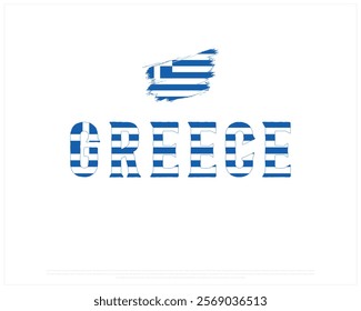 GREECE flag Typography with brush flag on a white background, Vector design of GREECE flag typography, Brush Flag of Greece, National Day Design, GREECE Day design