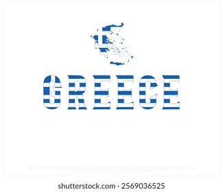 GREECE flag Typography with map flag on a white background, Vector design of GREECE flag typography, Map of Greece, National Day Design, GREECE Day design