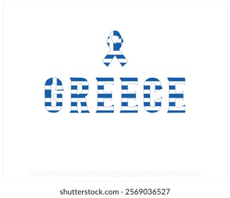 GREECE flag Typography with ribbon flag on a white background, Vector design of GREECE flag typography, Flag of Greece, National Day Design, GREECE Day design