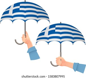 Greece flag umbrella. Social security concept. National flag of Greece vector illustration
