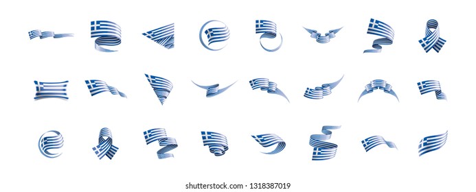 Greece flag, vector illustration on a white background.