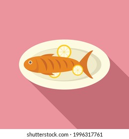 Greece food sea fish icon. Flat illustration of Greece food sea fish vector icon for web design