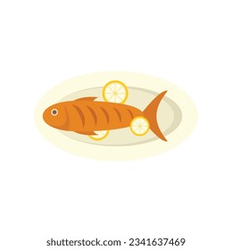 Greece food sea fish icon. Flat illustration of Greece food sea fish vector icon for web design isolated