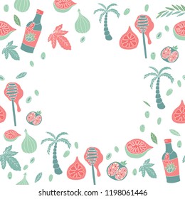 Greece frame with fig in hand drawn style. For textile and wrapping paper. Vector illustration