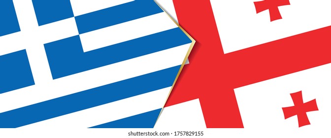 Greece and Georgia flags, two vector flags symbol of relationship or confrontation.