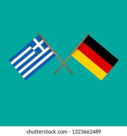 Greece and Germany crossed flags.Language learning or travel concept 