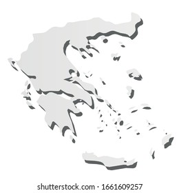 Greece - grey 3d-like silhouette map of country area with dropped shadow. Simple flat vector illustration.