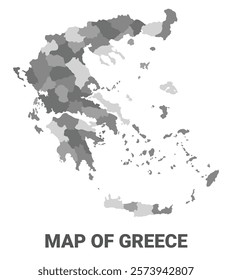 Greece Greyscale political map simple flat illustration