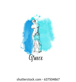 Greece. Hand drawn vector background