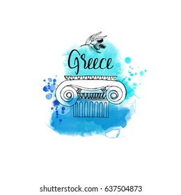 Greece. Hand drawn vector background