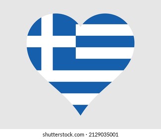 Greece Heart Flag. Greek Love Shape Country Nation National Flag. Hellenic Republic Banner Icon Sign Symbol. EPS Vector Illustration.