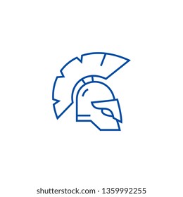 Greece helmet line icon concept. Greece helmet flat  vector symbol, sign, outline illustration.