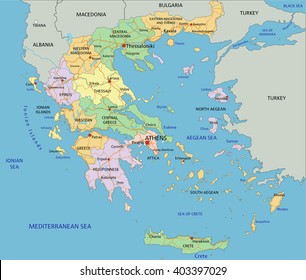 Greece - Highly detailed editable political map with labeling.