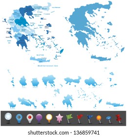 Greece -highly detailed map.All elements are separated in editable layers clearly labeled. Vector