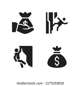 greece icon. 4 greece vector icons set. climbing and money bag icons for web and design about greece theme