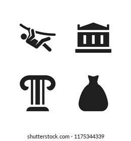 greece icon. 4 greece vector icons set. parthenon, money bag and column icons for web and design about greece theme