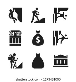 greece icon. 9 greece vector icons set. money bag, greek pillar and parthenon icons for web and design about greece theme