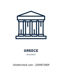 greece icon from buildings collection. Thin linear greece, architecture, building outline icon isolated on white background. Line vector greece sign, symbol for web and mobile