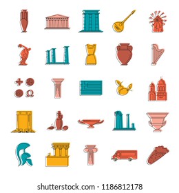 Greece icon. Doodle illustration of Greece vector icon for web and advertising isolated on white background.