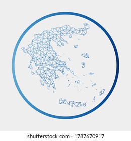 Greece icon. Network map of the country. Round Greece sign with gradient ring. Technology, internet, network, telecommunication concept. Vector illustration.