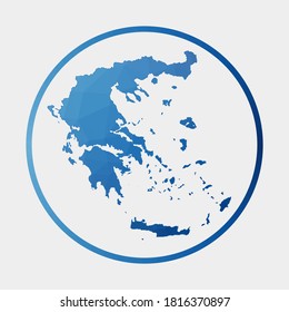 Greece icon. Polygonal map of the country in a gradient ring. Round low poly Greece sign. Vector illustration.