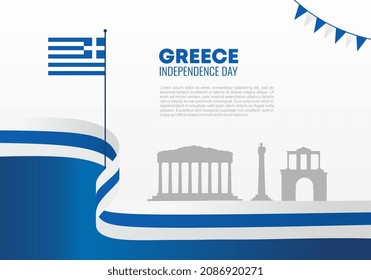 Cartel de la bandera de fondo del Día de la Independencia de Grecia para la celebración nacional el 25 de marzo.