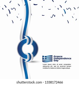 Greece Independence Day Flag Vector Template Design Illustration