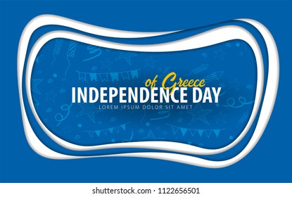Greece. Independence day greeting card. Paper cut style