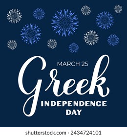 Greece Independence Day typography. Greek National holiday celebrate on March 25. Vector template for banner, flyer, greeting card, postcard, etc