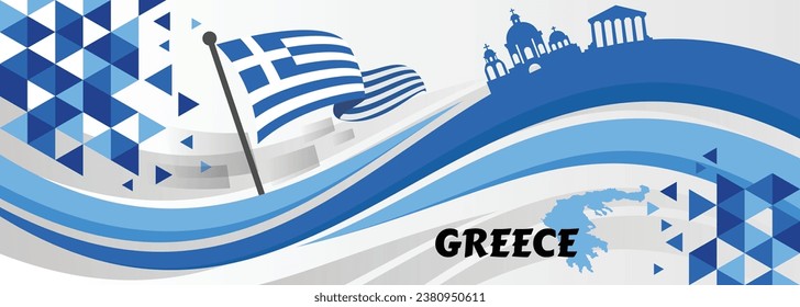 Greece Independence Day typography poster. Greek holiday celebrate on March 25. Vector template for banner