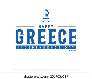 GREECE Independence Day vector design on a white background with ribbon flag, Typographic Design of GREECE National Day, GREECE typography, Ribbon flag of Greece