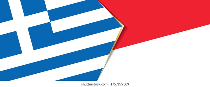 Greece and Indonesia flags, two vector flags symbol of relationship or confrontation.