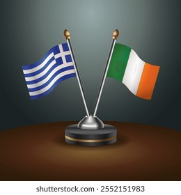 Tabela da Grécia e da Irlanda sinaliza relação com plano de fundo gradiente. Ilustração de vetor