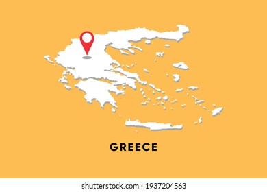 Grecia Mapa isométrico con un icono de ubicación diseño de ilustración vectorial