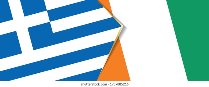 Greece and Ivory Coast flags, two vector flags symbol of relationship or confrontation.