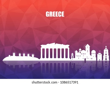 Greece Landmark Global Travel And Journey paper background. Vector Design Template.used for your advertisement, book, banner, template, travel business or presentation.